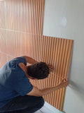 Kit C/ 10 Plates 51x51 High Wall Coating Embossed 3D Panel Ripped 2,5 m² (without adhesive) Brown-Freijo