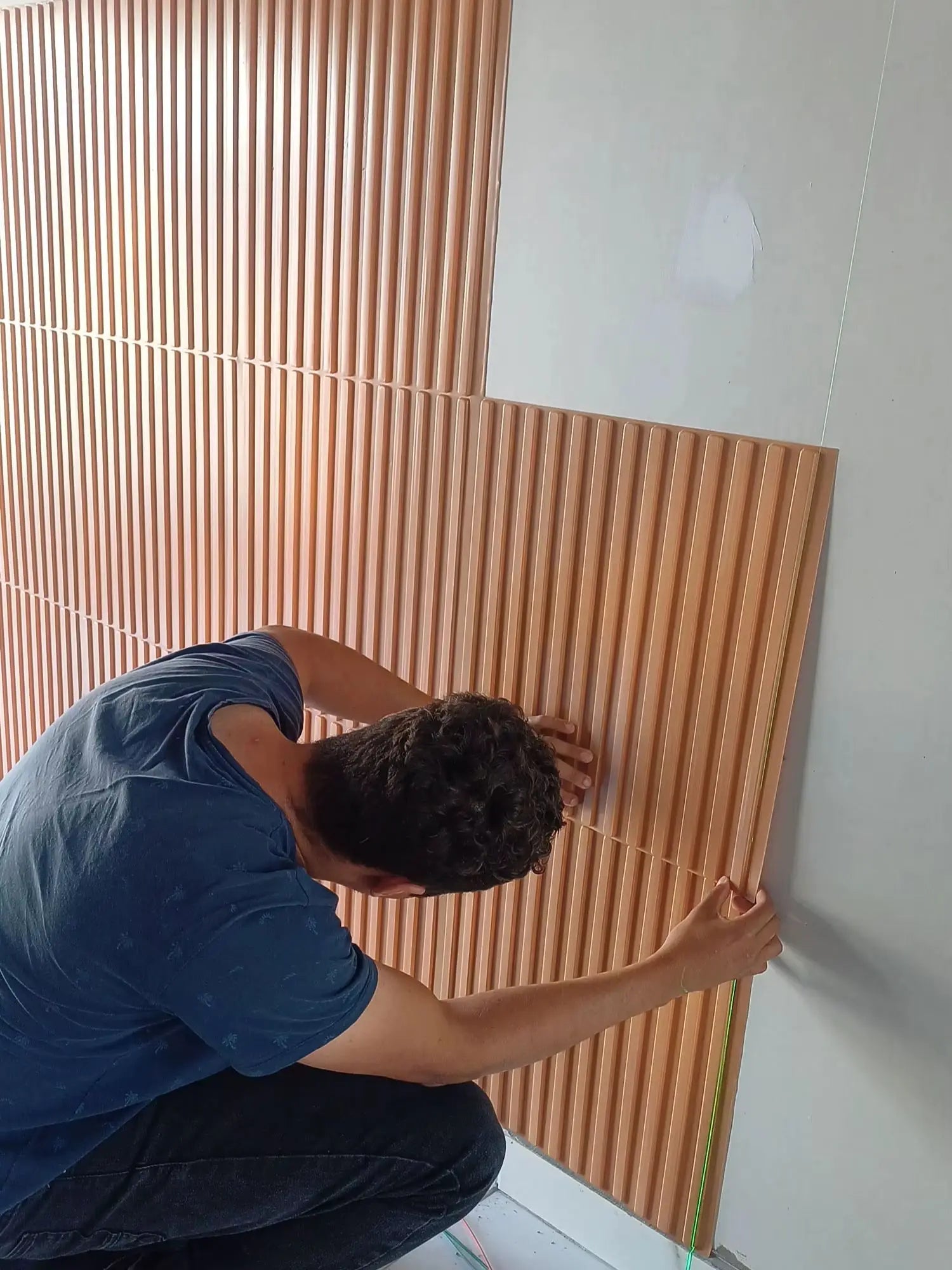 Kit C/ 10 Plates 51x51 High Wall Coating Embossed 3D Panel Ripped 2,5 m² (without adhesive) Brown-Freijo