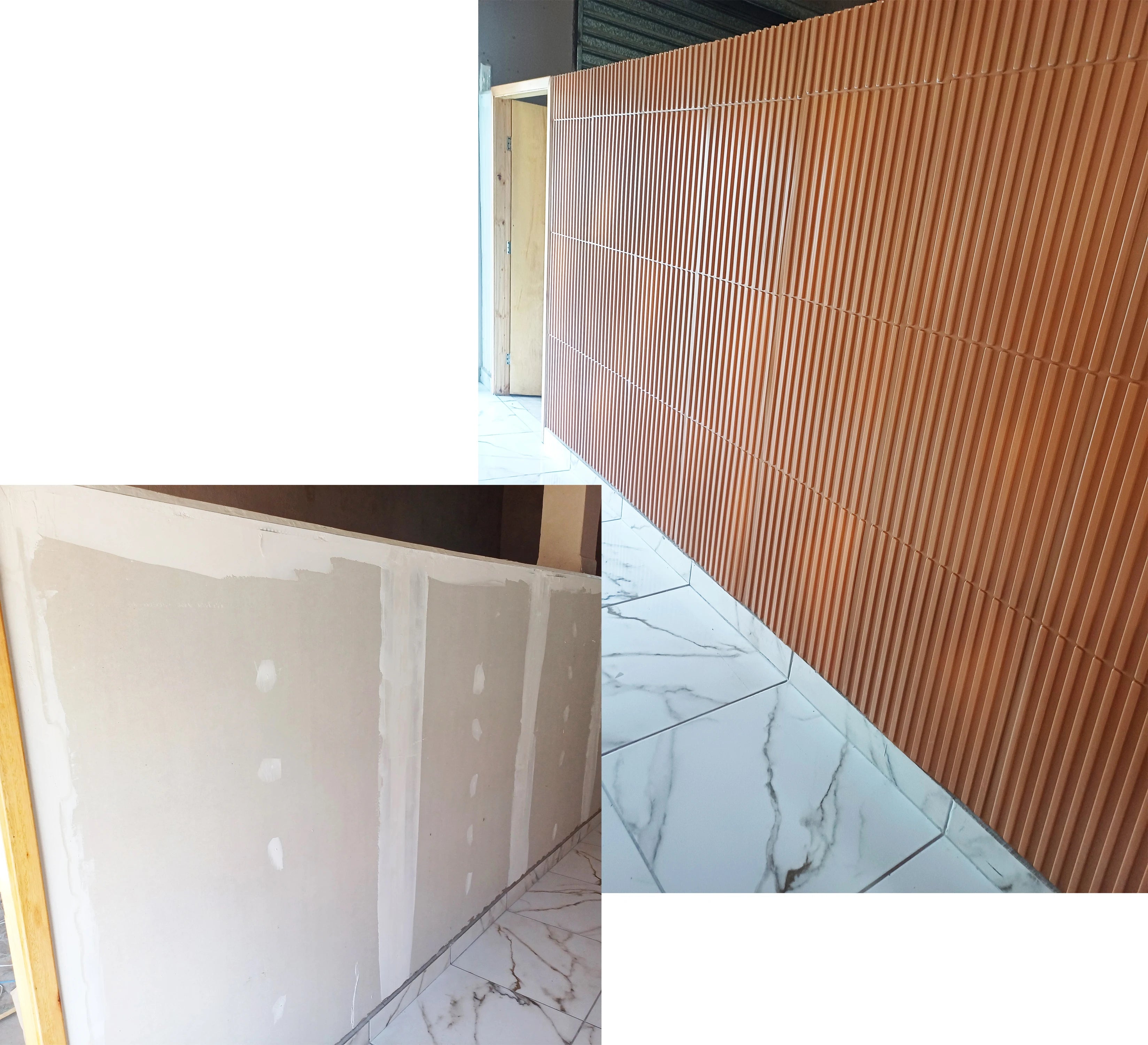 Kit C/ 10 Plates 51x51 High Wall Coating Embossed 3D Panel Ripped 2,5 m² (without adhesive) Brown-Freijo