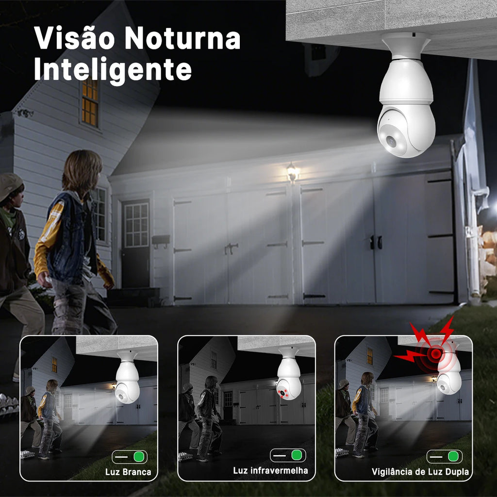 Wireless Network Camera with Lamp E27 Smart Camera for Home Outdoor Waterproof with Bidirectional Audio icsee