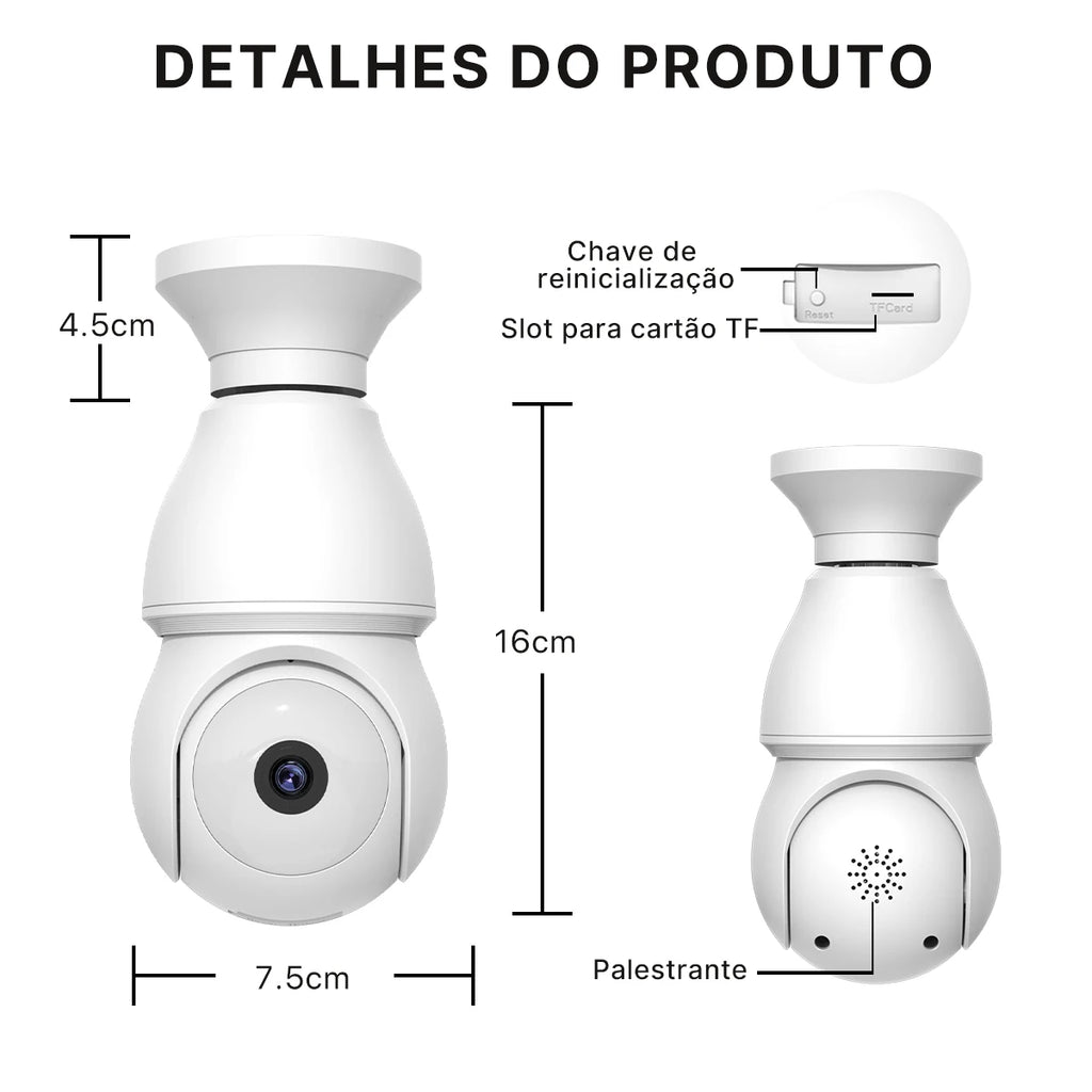 Wireless Network Camera with Lamp E27 Smart Camera for Home Outdoor Waterproof with Bidirectional Audio icsee