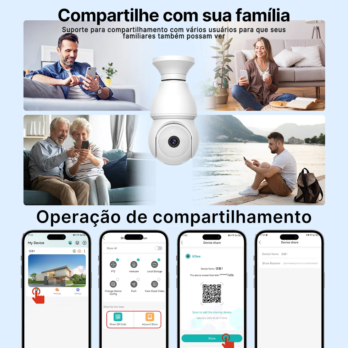 Wireless Network Camera with Lamp E27 Smart Camera for Home Outdoor Waterproof with Bidirectional Audio icsee