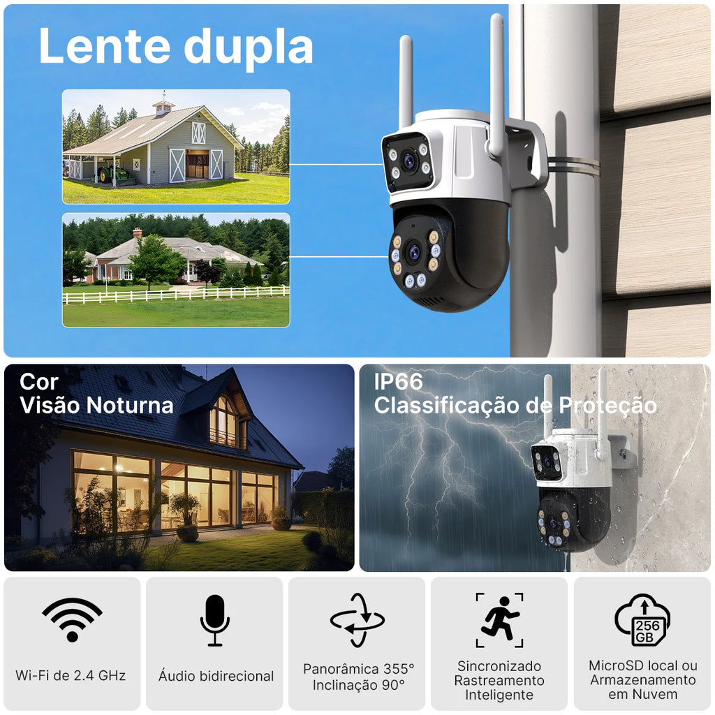 P2 PTZ IP Camera Outdoor WiFi Security Camera Automatic Tracking Wireless CCTV Camera with iCsee Dual Lens