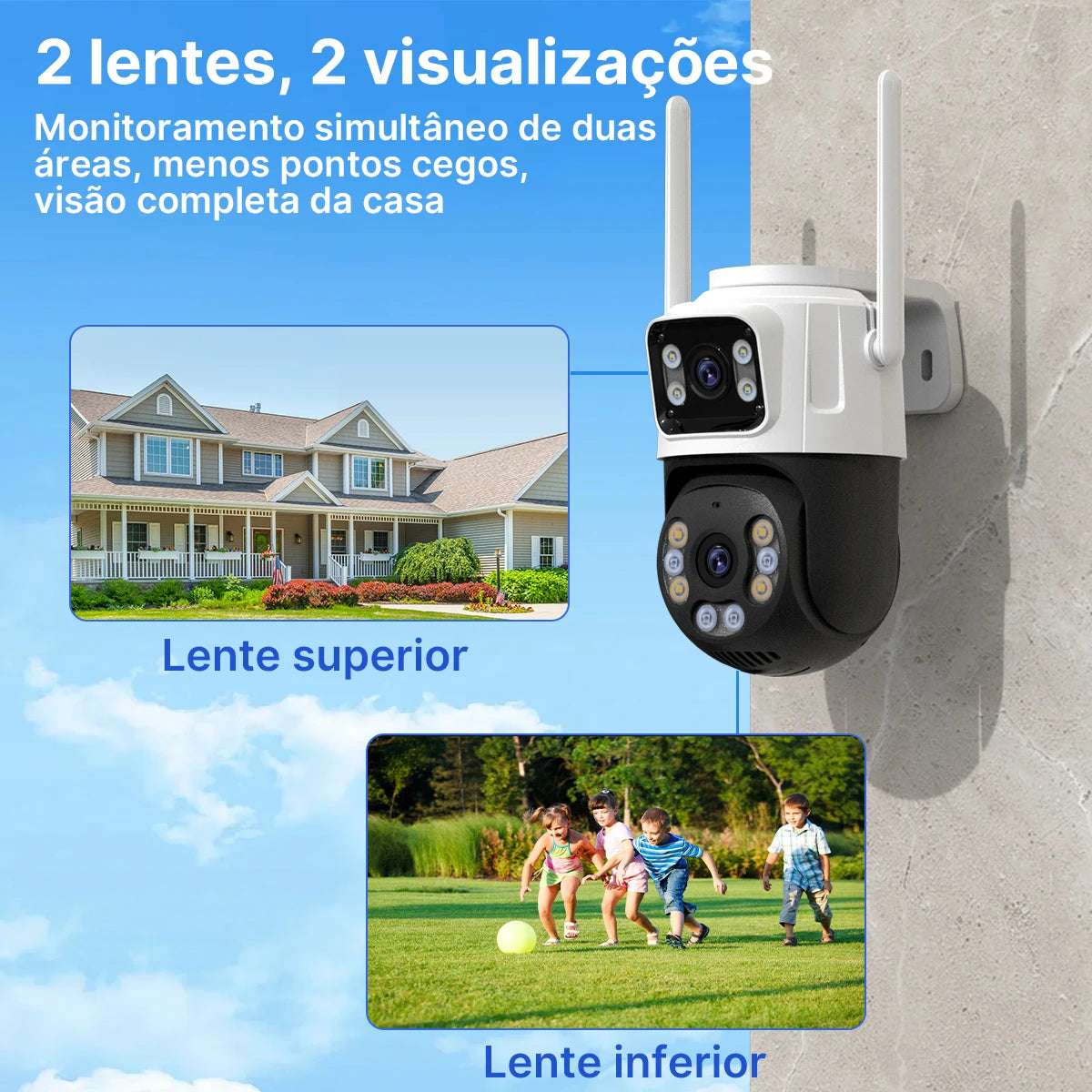 P2 PTZ IP Camera Outdoor WiFi Security Camera Automatic Tracking Wireless CCTV Camera with iCsee Dual Lens