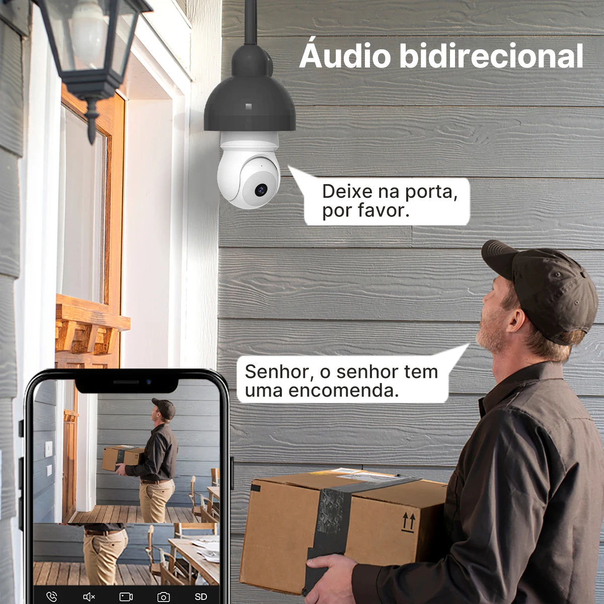 Wireless Network Camera with Lamp E27 Smart Camera for Home Outdoor Waterproof with Bidirectional Audio icsee
