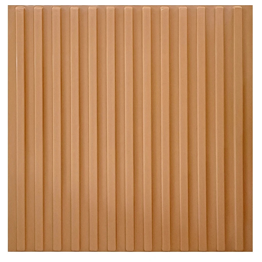 Kit C/ 10 Plates 51x51 High Wall Coating Embossed 3D Panel Ripped 2,5 m² (without adhesive) Brown-Freijo