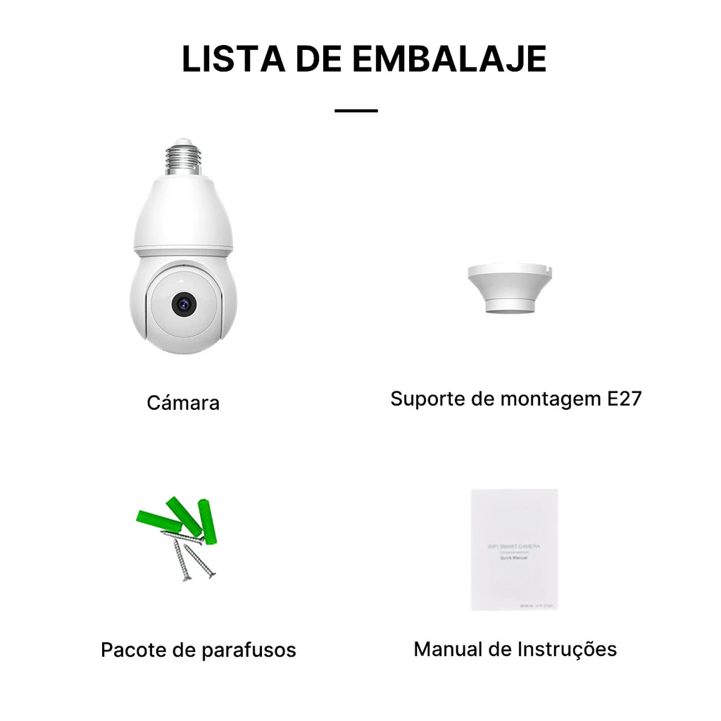 Wireless Network Camera with Lamp E27 Smart Camera for Home Outdoor Waterproof with Bidirectional Audio icsee