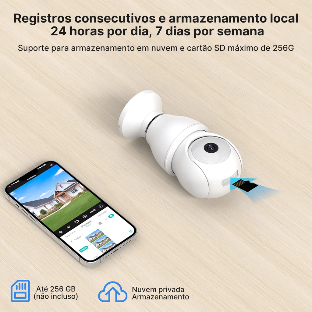 Wireless Network Camera with Lamp E27 Smart Camera for Home Outdoor Waterproof with Bidirectional Audio icsee