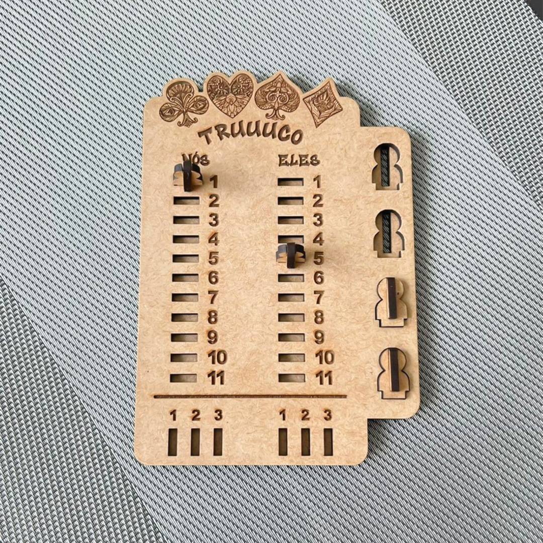 Marcador de Truco em MDF 11x16cm placar e melhor de três